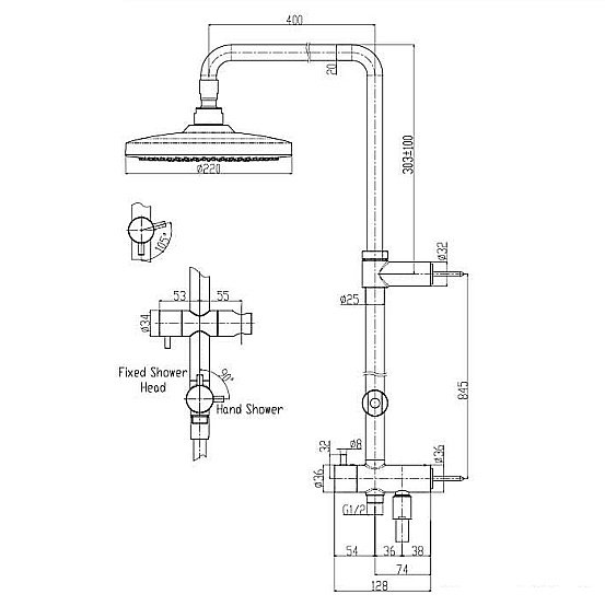 Душевая система TOTO SHOWERS SHOWER BAR TBW01002R купить в интернет-магазине сантехники Sanbest