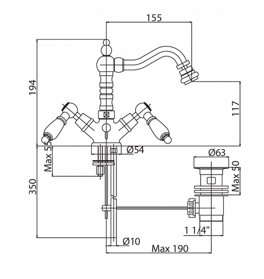 Смеситель для биде Cezares DIAMOND-BS2-03/24-Sw золото купить в интернет-магазине сантехники Sanbest