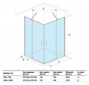 Душевой уголок квадрат Excellent Mazo 100х100 стекло прозрачное/профиль хром купить в интернет-магазине Sanbest