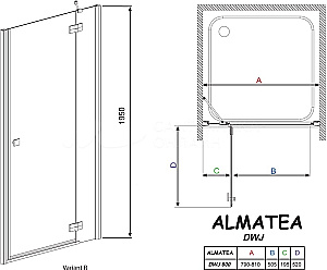 Душевая дверь Radaway Almatea DWJ 80 стекло прозрачное/профиль хром купить в интернет-магазине Sanbest