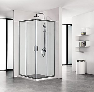 Душевой уголок Aquatek Ария AQ ARI KV 10020BL 100х100 стекло прозрачное/профиль черный купить в интернет-магазине Sanbest