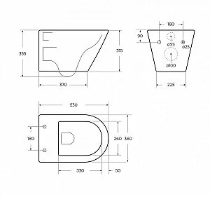 Унитаз подвесной Cezares CZR-38083-49-TH-TOR/SC белый, безободквый, смыв торнадо купить в интернет-магазине Sanbest