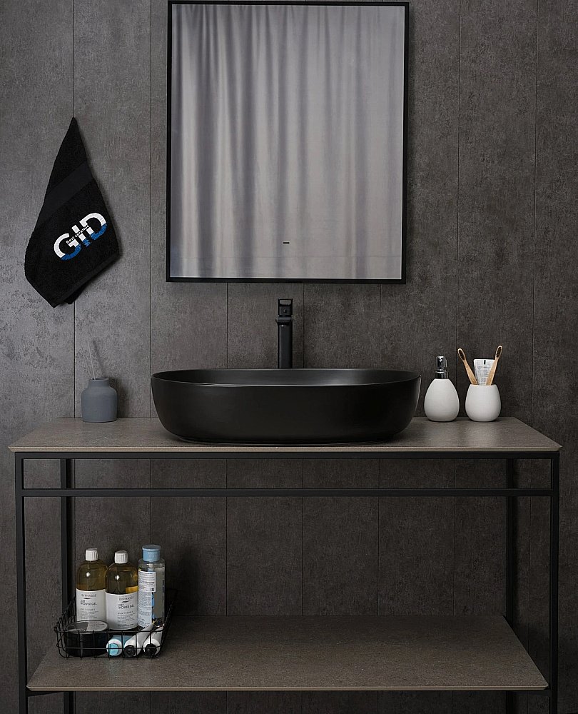 Раковина накладная Gid Lago 61 Bm1348 53355 черная матовая купить в интернет-магазине Sanbest