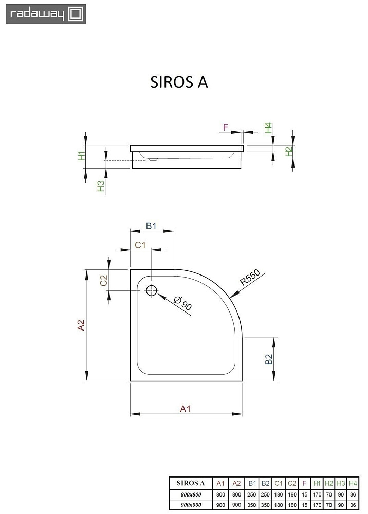 Душевой поддон Radaway Siros A 90x90 купить в интернет-магазине Sanbest