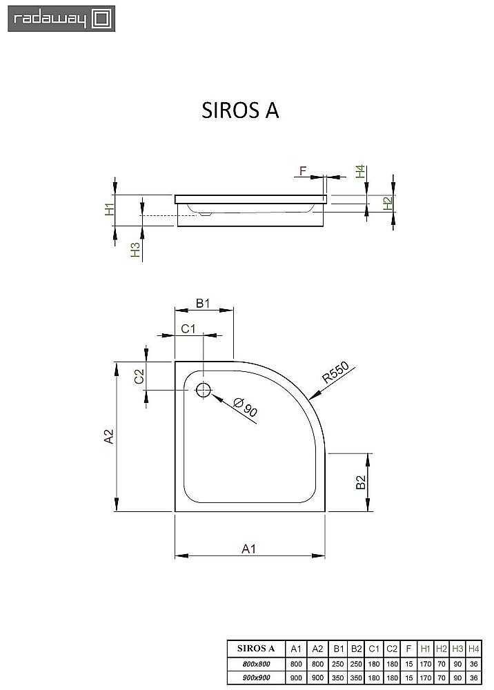 Душевой поддон Radaway Siros A SBA9917-1 90x90 белый купить в интернет-магазине Sanbest