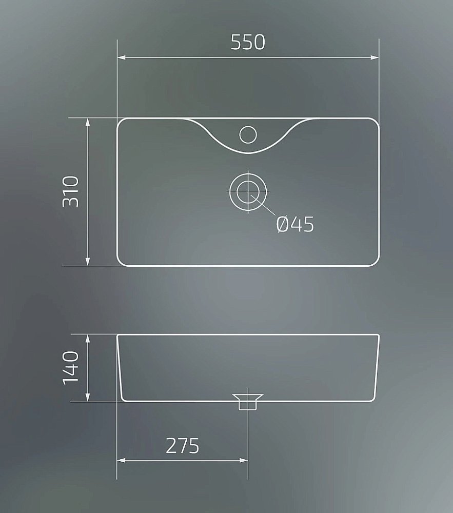 Раковина накладная Gid Geometrico 55 N9092 51202 белая купить в интернет-магазине Sanbest