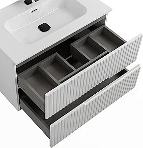 Тумба с раковиной Cezares DUET-N 90 DUET-N-900-2C-SO-BL белая глянцевая для ванной в интернет-магазине Sanbest