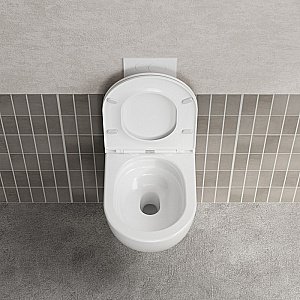 Унитаз подвесной ABBER Bequem AC1131TC белый, с крышкой микролифт, безободковый, слив-торнадо купить в интернет-магазине Sanbest