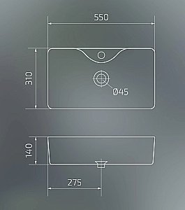Раковина накладная Gid Geometrico 55 N9092 51202 белая купить в интернет-магазине Sanbest