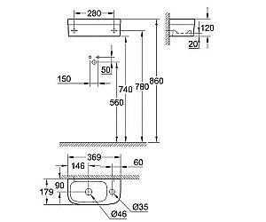 Раковина подвесная Grohe Euro Ceramic 37 39327000 белая купить в интернет-магазине Sanbest