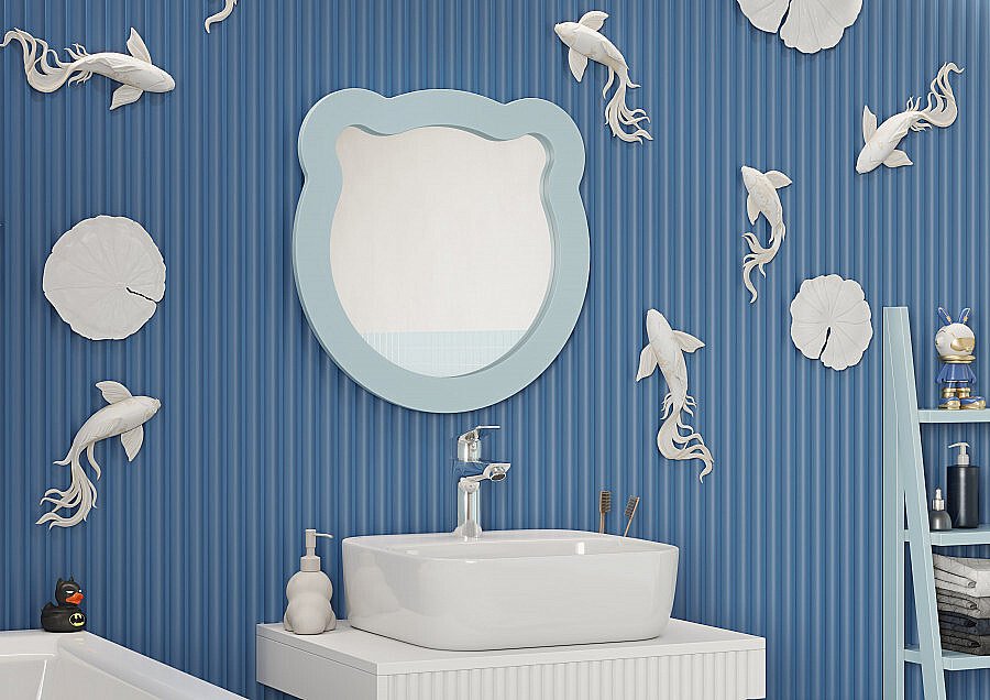 Зеркало Акватон Каспер Мишка 1A283502CR0E0 голубое матовое в ванную от интернет-магазине сантехники Sanbest