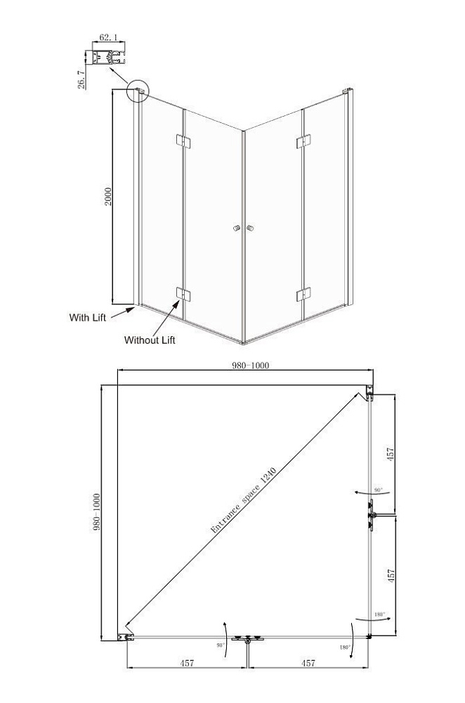 Душевой уголок Ambassador Diamond 100x100 12011110 купить в интернет-магазине Sanbest