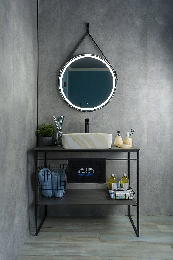 Раковина накладная Gid Geometrico 48 Mnc600 54459 бежевый мрамор купить в интернет-магазине Sanbest