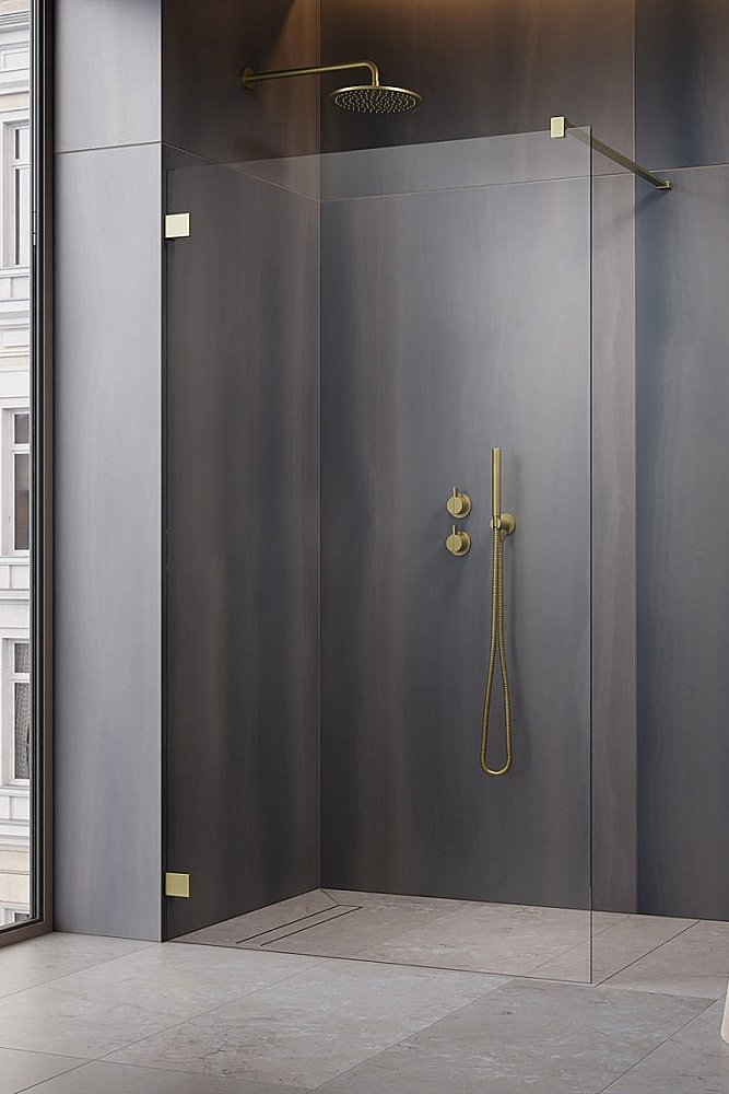 Душевое ограждение Radaway Essenza Pro Brushed Gold Walk-in 60 10103060-99-01 стекло прозрачное/профиль брашированное золото купить в интернет-магазине Sanbest
