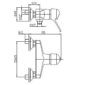 Смеситель для душа PAINI Creta 30CR511R2LMKM хром купить в интернет-магазине сантехники Sanbest