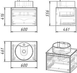 Тумба с раковиной подвесная Grossman СМАРТ 106009 60 Веллингтон/графит для ванной в интернет-магазине Sanbest