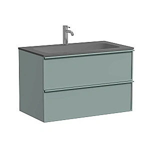 Тумба с раковиной Sancos Velta 80 VL80GG+CN7012MDH серо-зеленая/раковина темный антрацит матовый,  с отверстием для ванной в интернет-магазине Sanbest