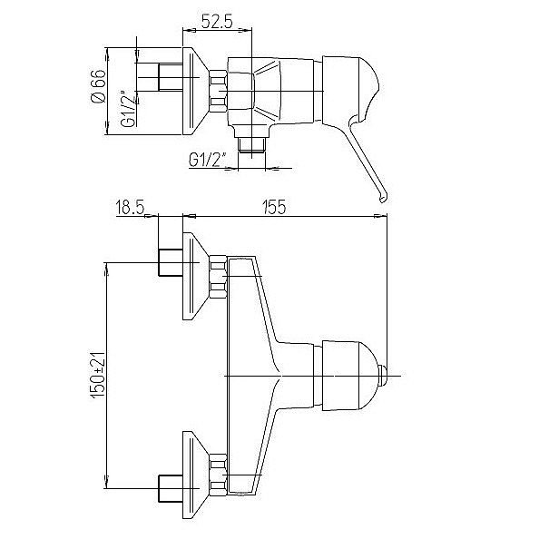 Смеситель для душа PAINI Creta 30CR511R2LMKM хром купить в интернет-магазине сантехники Sanbest
