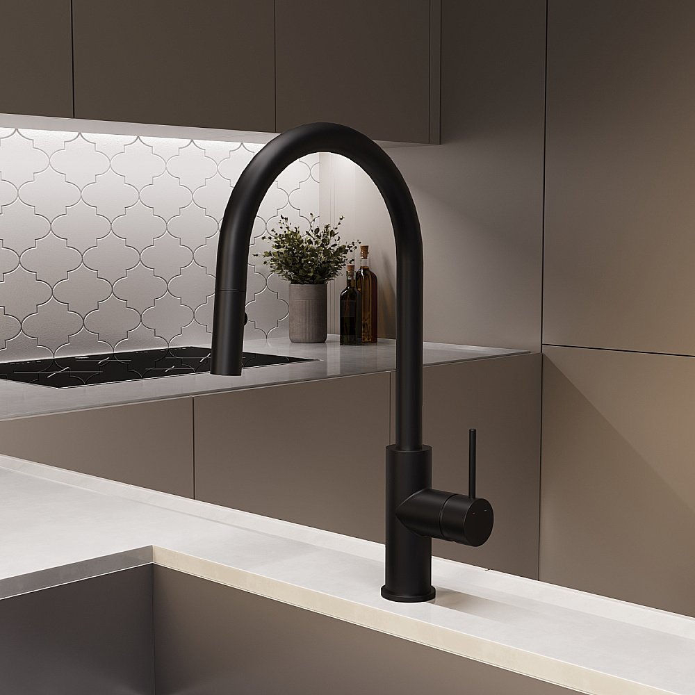 Смеситель для кухни Vincea City VKF-2C1MB черный матовый купить в интернет-магазине сантехники Sanbest