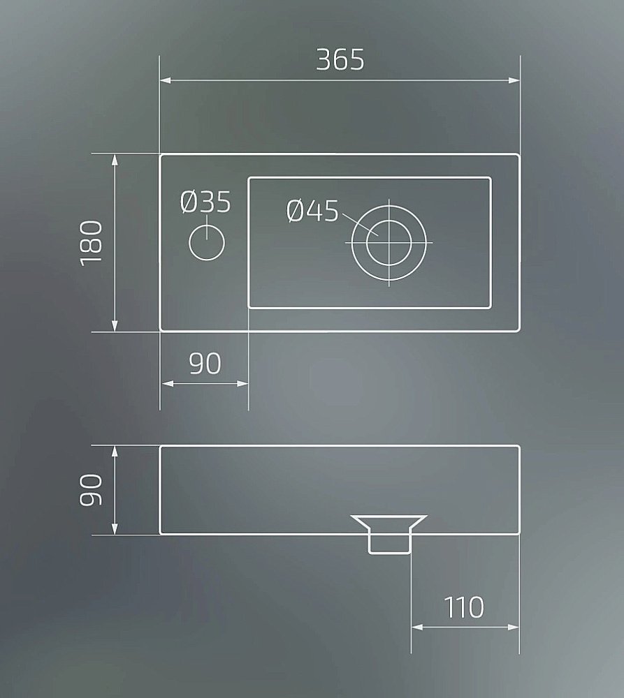 Раковина Gid 36,5 N9272 61105L/61105R белая купить в интернет-магазине Sanbest