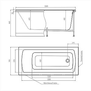 Ванна Alex Baitler GARDA 150х70 купить в интернет-магазине Sanbest