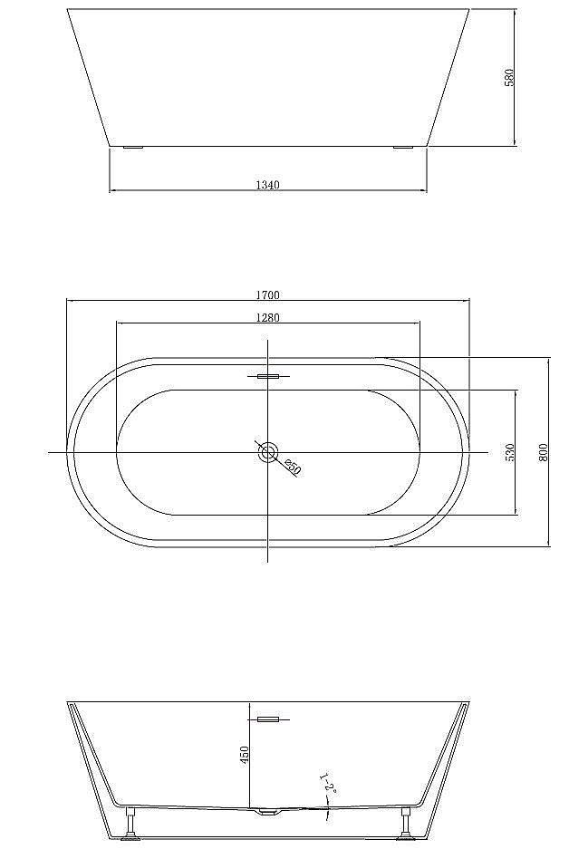 Ванна акриловая Vincea VBT-4291-1700 170x80 белый купить в интернет-магазине Sanbest