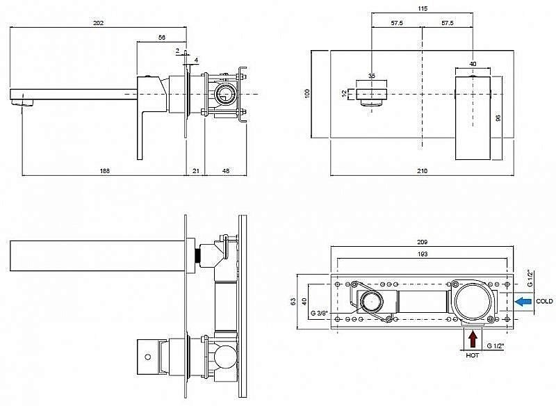 Смеситель для раковины Cezares Unika BLI1 золото купить в интернет-магазине сантехники Sanbest