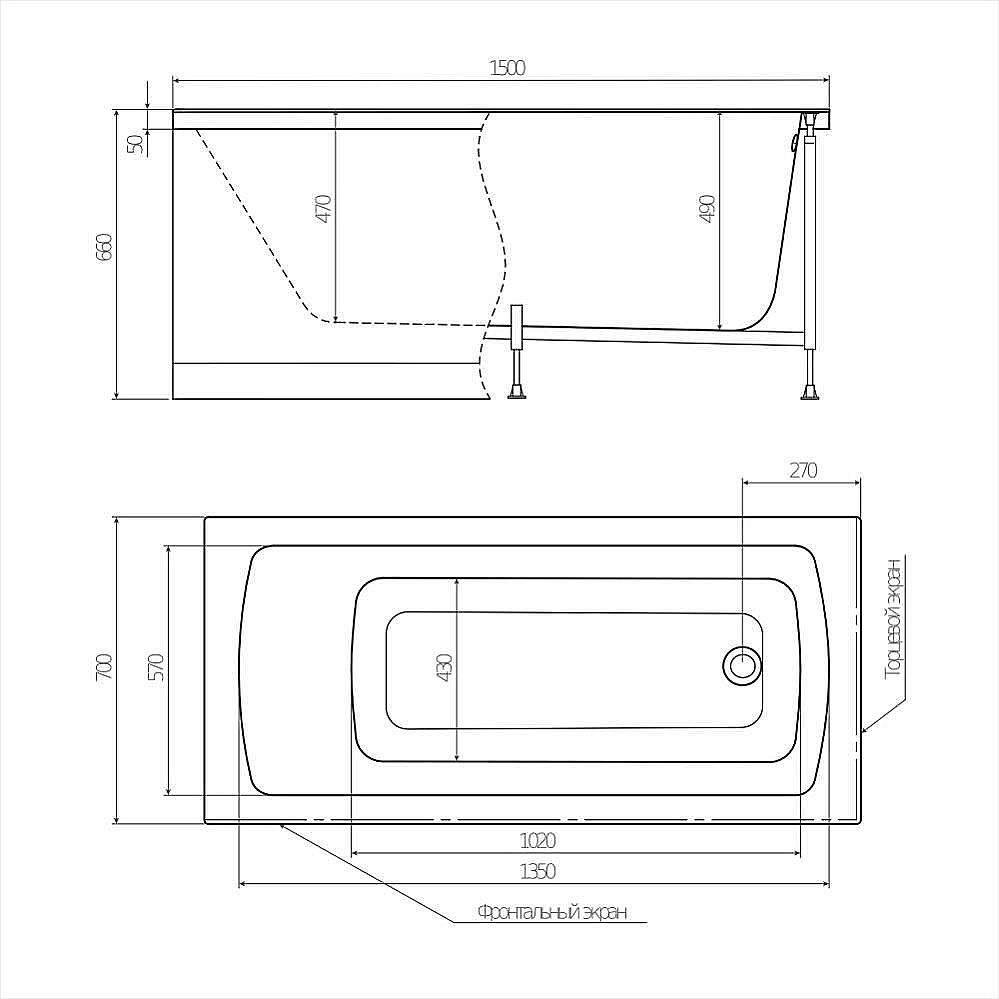 Ванна Alex Baitler GARDA 150х70 купить в интернет-магазине Sanbest