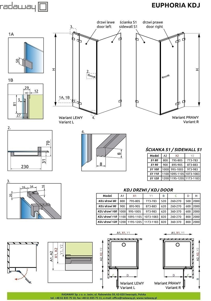 Душевой уголок Radaway Euphoria KDJ 90x120 купить в интернет-магазине Sanbest