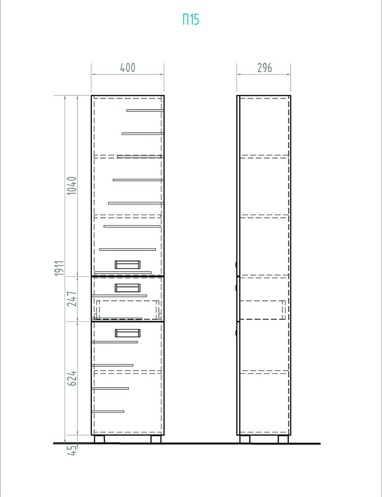 Пенал напольный VIGO Diana П15 40 для ванной в интернет-магазине сантехники Sanbest