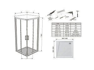 Душевой уголок Ravak 10° 10RV2K 100x80 сатин/Transparent купить в интернет-магазине Sanbest