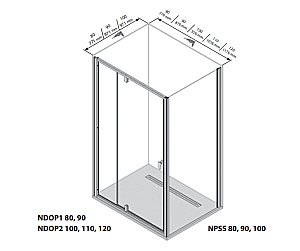 Душевой уголок Ravak Nexty NDOP1+NPSS+NPSS 80x100 стекло прозрачное/профиль сатин купить в интернет-магазине Sanbest