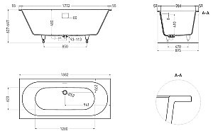 Ванна Salini Ornella AXIS KIT S-Stone 190х90 103522M белая матовая купить в интернет-магазине Sanbest