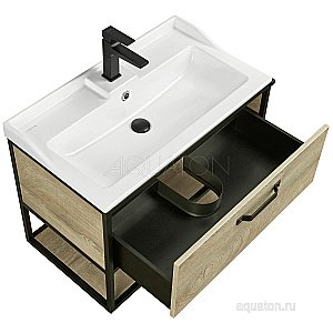 Тумба с раковиной Акватон Лофт Фабрик/Фабиа 80 дуб эндгрейн для ванной в интернет-магазине Sanbest