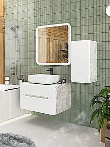 Тумба с раковиной Art&Max AM-Genova-800-2C-SO-CH/AM-78109 Бетон хафит для ванной в интернет-магазине Sanbest