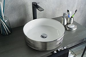 Раковина накладная Gid 36 D1357h031 53328 белая, серебро купить в интернет-магазине Sanbest