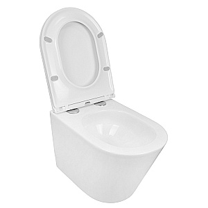 Унитаз подвесной Azario Teramo AZ-0053-UQ3 белый, безободковый, с крышкой микролифт, слив торнадо купить в интернет-магазине Sanbest