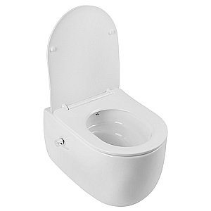 Унитаз подвесной с биде Abber Bequem AC1104TNS белый, безободковый, с крышкой микролифт, слив торнадо купить в интернет-магазине Sanbest