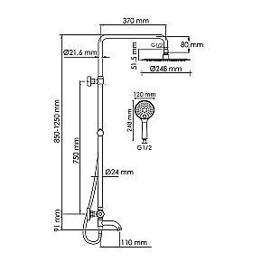 Душевая система WasserKraft Sauer 7100 SET2677 Thermo золото купить в интернет-магазине сантехники Sanbest
