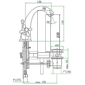 Смеситель для раковины Webert Armony AM700102060 медь купить в интернет-магазине сантехники Sanbest