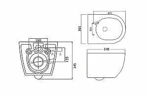 Унитаз подвесной CEZARES STYLUS-TOR безободковый, с крышкой микролифт, с инсталляцией и белой кнопкой, слив-торнадо купить в интернет-магазине Sanbest