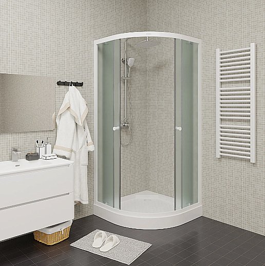 Душевой уголок Parly ZF81 80х80 стекло матовое/профиль белый купить в интернет-магазине Sanbest