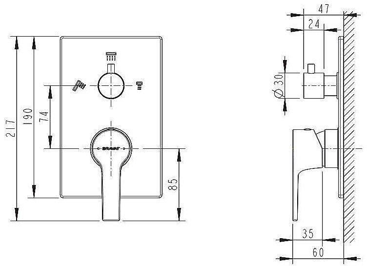 Смеситель для душа Bravat PROLATE P69218CP-3-ENG купить в интернет-магазине сантехники Sanbest