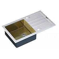 Мойка кухонная Zorg Inox Glass GL-7851 Белая Бронза купить в интернет-магазине сантехники Sanbest