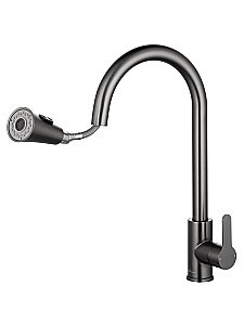 Смеситель для кухни с выдвижным изливом WONZON & WOGHAND WW-121E201L-BGG темный графит купить в интернет-магазине сантехники Sanbest