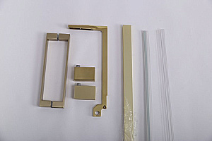 Душевой уголок Cezares Slider 90х100 SLIDER-AH-1-90-90/100-C-BORO профиль брашированное золото/стекло прозрачное купить в интернет-магазине Sanbest