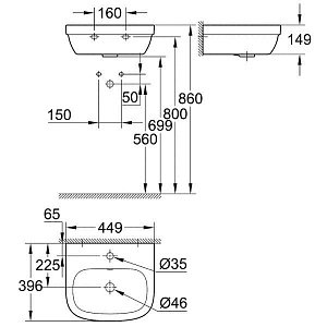 Раковина подвесная Grohe Euro Ceramic 39324000 купить в интернет-магазине Sanbest