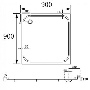 Душевой поддон Abber 90х90 AD3D090 белый купить в интернет-магазине Sanbest