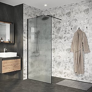 Душевая перегородка Niagara Nova 100 NG-781-10BLACK профиль черный матовый/стекло эффект битого стекла купить в интернет-магазине Sanbest