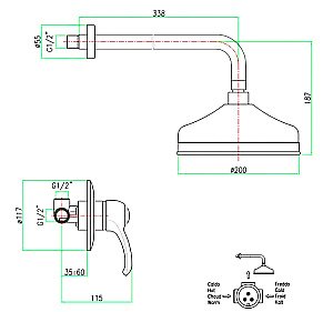 Душевая система Fiore Jafar 47 ZZ 5136 бронза купить в интернет-магазине сантехники Sanbest